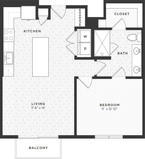One bedroom floor plan